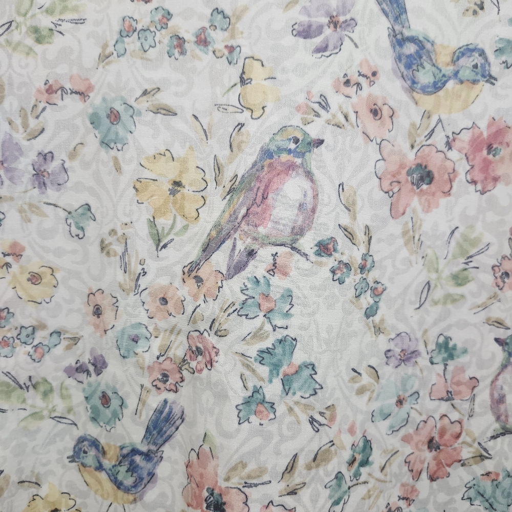 Alfred Dunner White Floral and Birds Button Down Shirt Blouse - Picture 4 of 10